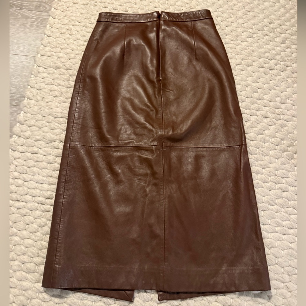 Brown Leather Skirt Iris & Ink